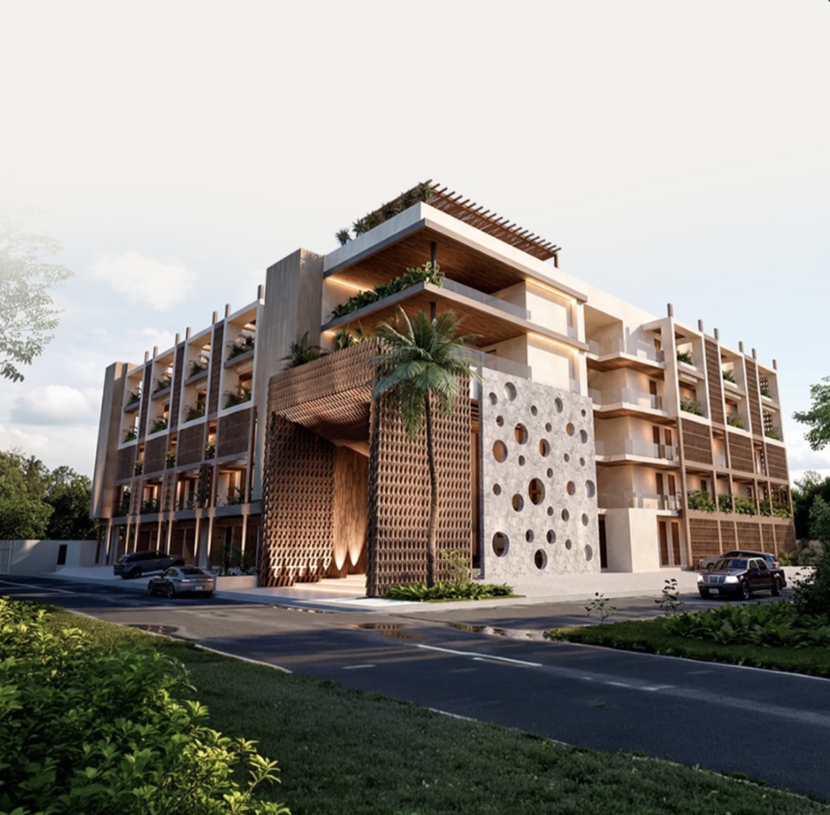 Render del edificio HIMÁ en Tulum